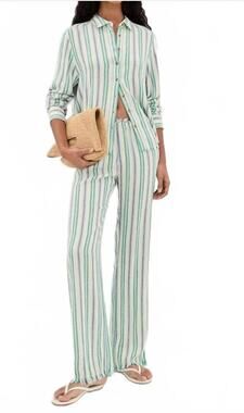 KATIENYC NWT Xirena Bowie Shirt + Joseph Pant in Blue Moss Stripe size XL